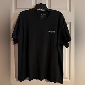 Columbia PFG T-shirt, shirt, top, size XL, black with aqua blue lettering